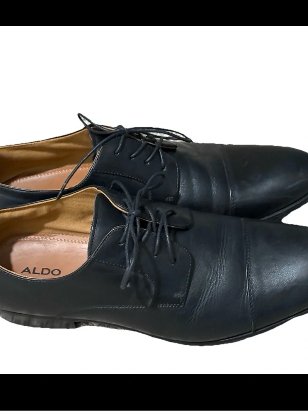 Men’s ALDO Cortleyflex Oxford Dress Shoes Black Leather Cap Toe Size 12